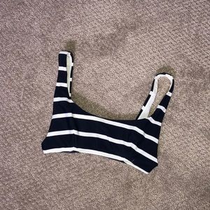 AERIE Wide Strap Scoop Bikini NAVY STRIPED